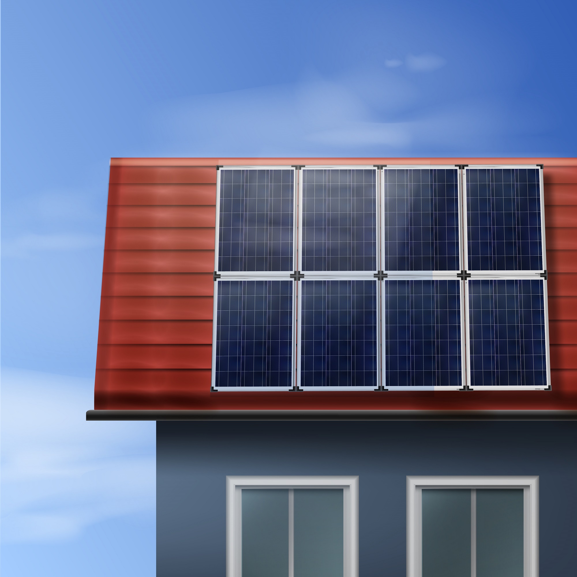Residential rooftop solar panel installation clean energy.