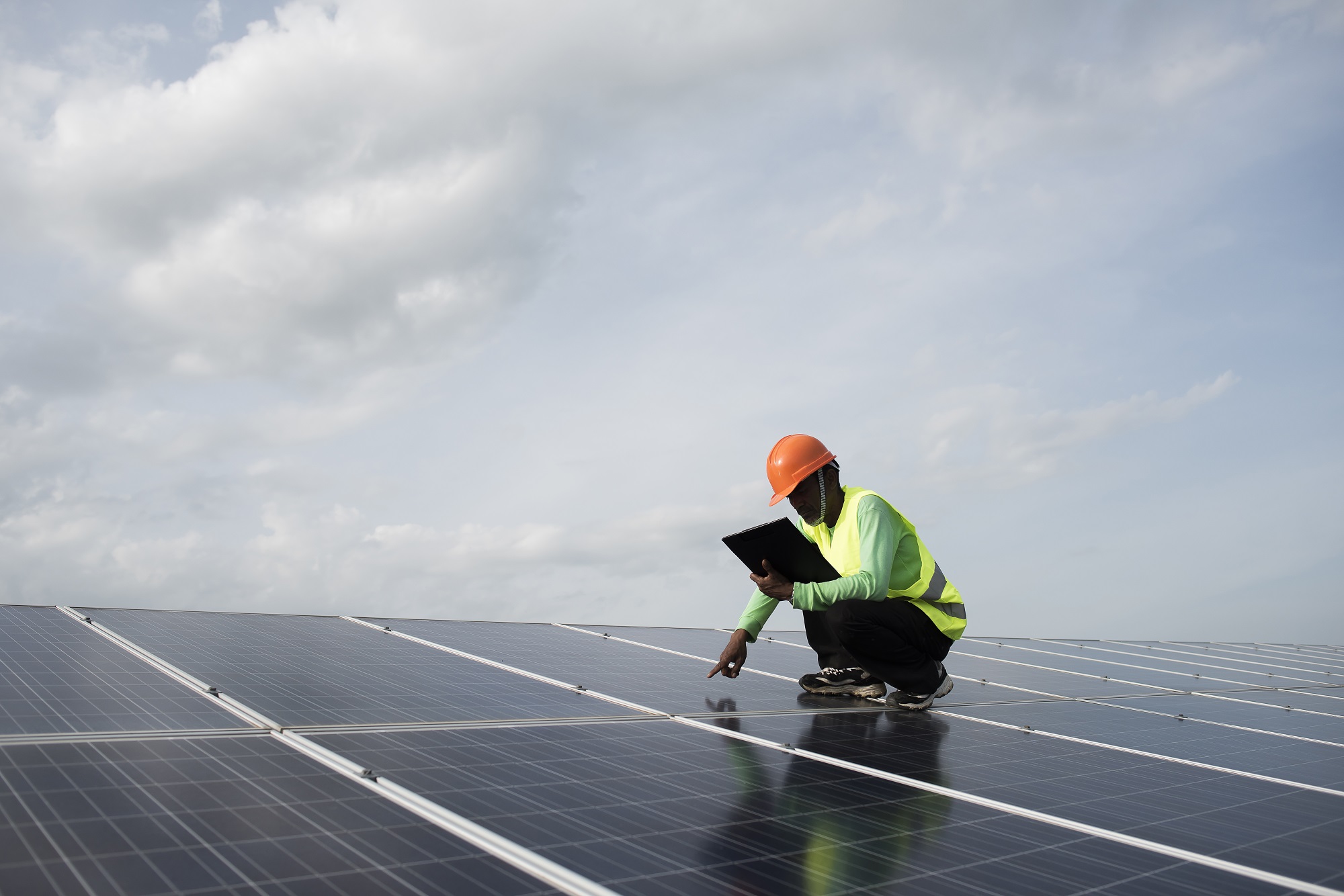 Professional solar panel inspection and maintenance services.